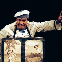 Photographs of Rubén Darío Salazar in the production, "La niña que riega la albahaca y el príncipe preguntón"