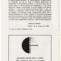 Program for the production, "Electra Garrigó" (Miami, 1978)