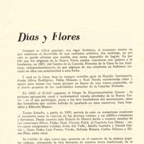 Program for the theatrical production, Días y flores