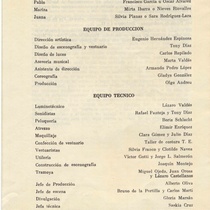 Program for the theatrical production, "Segundo tiempo"