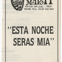 Playbill for the production, "Esta noche serás mía"