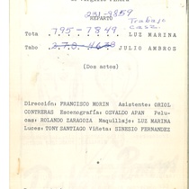 Program for the production, "Dos viejos pánicos" (New York, 1978)