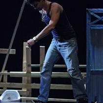 Photographs of a rehearsal for the theatrical production, Talco, un drama de tocador