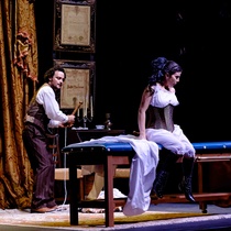 Photographs of rehearsal for the theatrical production, El cuarto de al lado