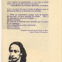 Program for the theatrical production, Los días de la Comuna