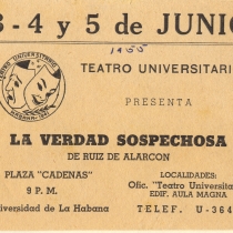 Poster for the production, "La verdad sospechosa"