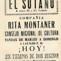 Program for the theatrical production, En tiempos de Don Regino