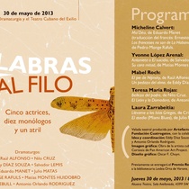 Postcard for the production, "Palabras al filo"