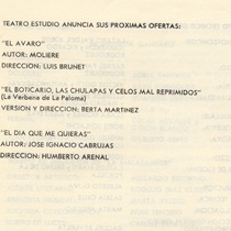 Program for the theatrical production, "La malasangre"