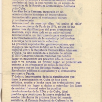 Program for the theatrical production, Los días de la Comuna