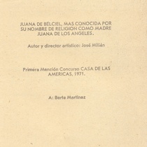 Program for the theatrical production, Juana de Berciel