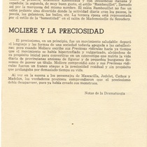 Program for the theatrical production, Las preciosas ridículas