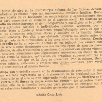 Program for the theatrical production, Contigo pan y cebolla