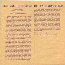 Program for the festival, Festival de Teatro de La Habana 1982