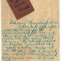 Thank-you card for the production, "Diary of Anne Frank"