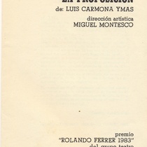 Program for the production, "La proposición"