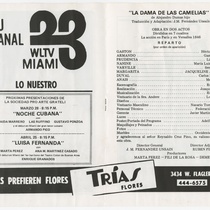 Playbill for the production, "La dama de las camelias"