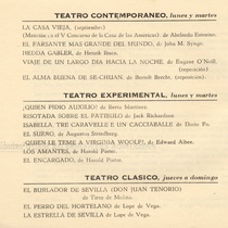 Program for the theatrical productions, "La repetición" y "Las de enfrente"