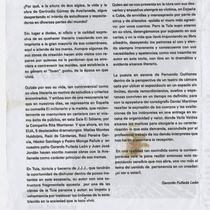 Program for the production "Tula, tórtola y becerro"