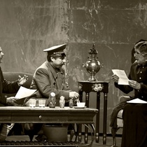 Photographs of rehearsal for the theatrical production, Cartas de amor a Stalin