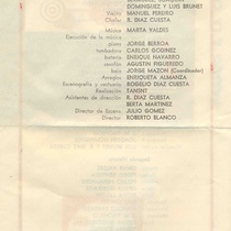 Program for the theatrical production, Pasado a la criolla