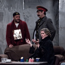 Photographs of a rehearsal for the theatrical production, Cartas de amor a Stalin