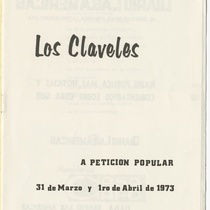 Program for the production, "Los claveles" (The carnations)