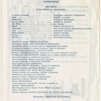 Playbill for the production, "Josephine"