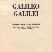 Program for the theatrical production, "Galileo Galilei"