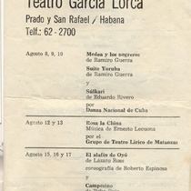 Program for the production, Panorama de teatro y danza 1975