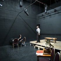 Photographs of a rehearsal for the theatrical production, El día que me quieras