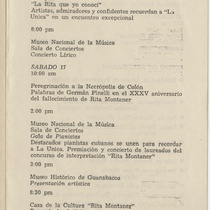 Program for the production, III Festival Nacional Rita Montaner