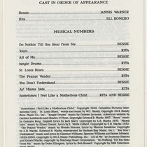 Program for the theatrical production, Rita and Bessie