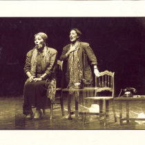 Photographs of Adria Santana in the theatrical production, Las penas saben nadar