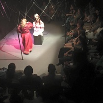 Photographs of the theatrical production, La profesión de la Sra. Warren (Miami, 2015)