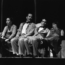 Photograph of Déxter Cápiro, Xiomara Palacios and Héctor Noas in the production, “La boda”