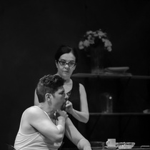 Photographs of rehearsal for the theatrical production, Un mundo de cristal