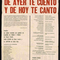 Program for the production, "De ayer te cuento y de hoy te canto" (Teatro Popular Latinoamericano)