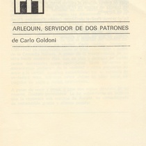 Program for the theatrical production, Arlequín de dos patrones (Festival de Teatro 1984)