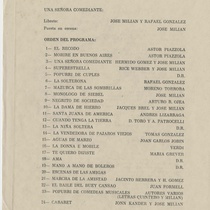 Program for the production, "Una señora comediante (Teatro Musical de La Habana)