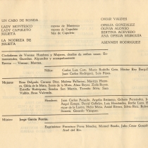 Program for the production, "Romeo y Julieta"