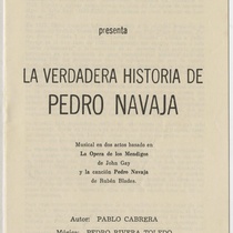 Program for the production, "La verdadera historia de Pedro Navaja (Teatro Musical de La Habana)