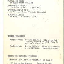 Program for the production, "Dos viejos pánicos" (New York, 1978)