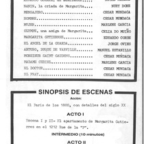 Program for the theatrical production, La gorda de las camelias