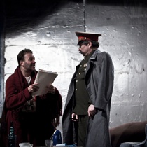 Photographs of a rehearsal for the theatrical production, Cartas de amor a Stalin