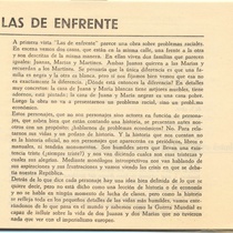 Program for the theatrical productions, "La repetición" y "Las de enfrente"