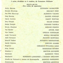 Program for the production, "Orfeo desciende"