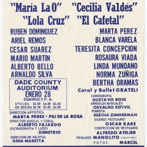 Playbill for the production, "Antología de zarzuelas cubanas"