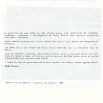 Information leaflet about the history of the "Grupo Teatro Estudio"