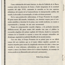 Program for the production, "El gran teatro del mundo"